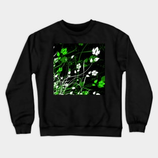 Stylish Abstract Floral Art - Green White Crewneck Sweatshirt